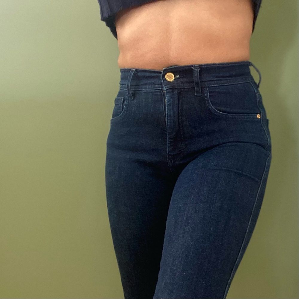 Sezane perfect slim 7/8 indigo wash jeans